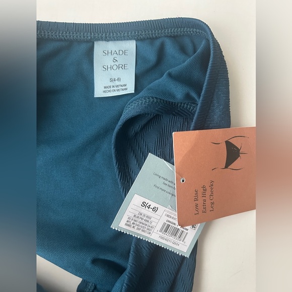 Women's Jacquard Extra High Leg Low-Rise Cheeky Bikini Bottom Size Small - Picture 3 of 8